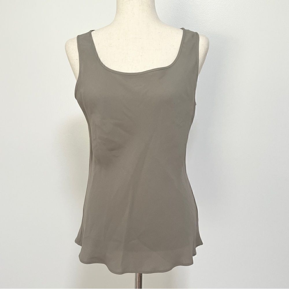 NWT Lafayette New York 148 Matte Silk Bias Cut Tank 12 Osprey Tan Khaki Top $268
